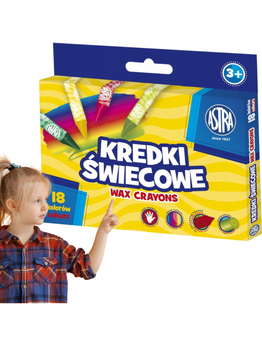 KREDKI ŚWIECOWE 18 KOLORÓW, ASTRA, 1SZT.